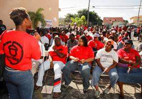 ACORN activists hold a community meeting