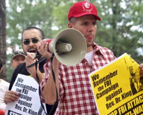 Protesting the FBI's raids of activists' homes in Minneapolis and Chicago